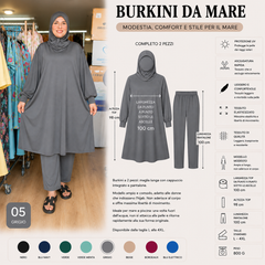 Elegante burkini a due pezzi, perfetto per gli sport acquatici