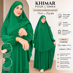 Set hijab da donna di alta qualità, gonna lunga, maniche lunghe, traspirante, due pezzi