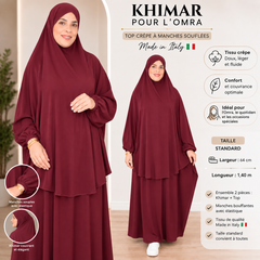 Set hijab da donna di alta qualità, gonna lunga, maniche lunghe, traspirante, due pezzi