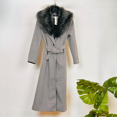 CAPPOTTO MISTO LANA REVERS PELLICCIA SINTETICA CINTURA