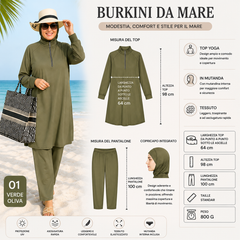 Elegante burkini a tre pezzi, ideale per gli sport acquatici - Grossiste Radia
