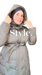 Giacca lunga con cappuccio e cintura