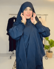 Set hijab da donna di alta qualità, gonna lunga, maniche lunghe, traspirante, due pezzi