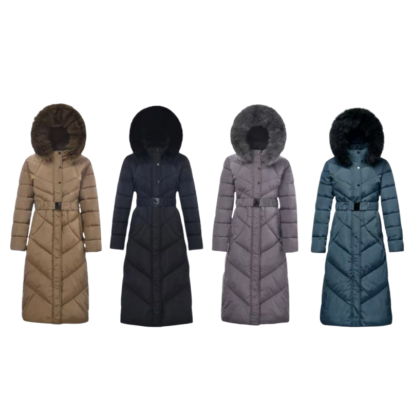 Giacca lunga in pelliccia sintetica a trapezio con cappuccio e cintura - Grossiste Radia