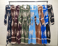 Abito lungo da donna taglia unica con stampa araba per primavera ed estate