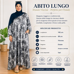 Abito Lungo Donna in Viscosa Estivo – Vestito Oversize Elegante, Leggero e Traspirante