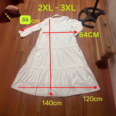 Abito bianco etnica da donna in Pizzo Ricamato Tinta Unita con Sfumature 97% cotone - abito estivo