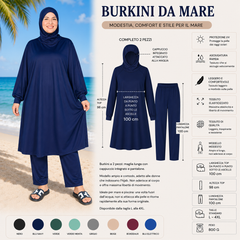 Elegante burkini a due pezzi, perfetto per gli sport acquatici