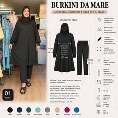 Elegante burkini a due pezzi, perfetto per gli sport acquatici