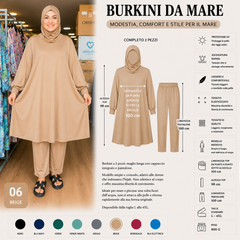 Elegante burkini a due pezzi, perfetto per gli sport acquatici
