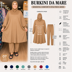 Elegante burkini a due pezzi, perfetto per gli sport acquatici