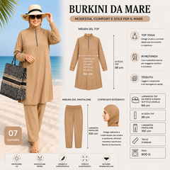 Elegante burkini a tre pezzi, ideale per gli sport acquatici