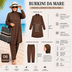 Elegante burkini a tre pezzi, ideale per gli sport acquatici