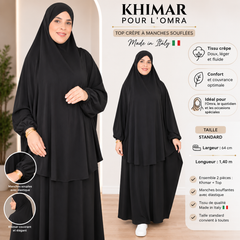 Set hijab da donna di alta qualità, gonna lunga, maniche lunghe, traspirante, due pezzi