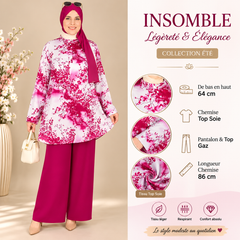 completo composto da camicia e pantalone palazzo a fantasia