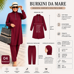 Elegante burkini a tre pezzi, ideale per gli sport acquatici