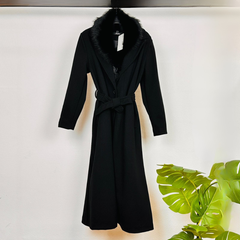 CAPPOTTO MISTO LANA REVERS PELLICCIA SINTETICA CINTURA