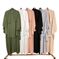 Set hijab da donna di alta qualità, gonna lunga, maniche lunghe, traspirante, due pezzi