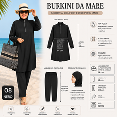 Elegante burkini a tre pezzi, ideale per gli sport acquatici - Grossiste Radia