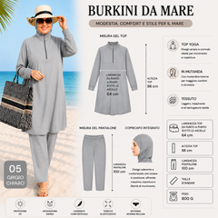 Elegante burkini a tre pezzi, ideale per gli sport acquatici - Grossiste Radia