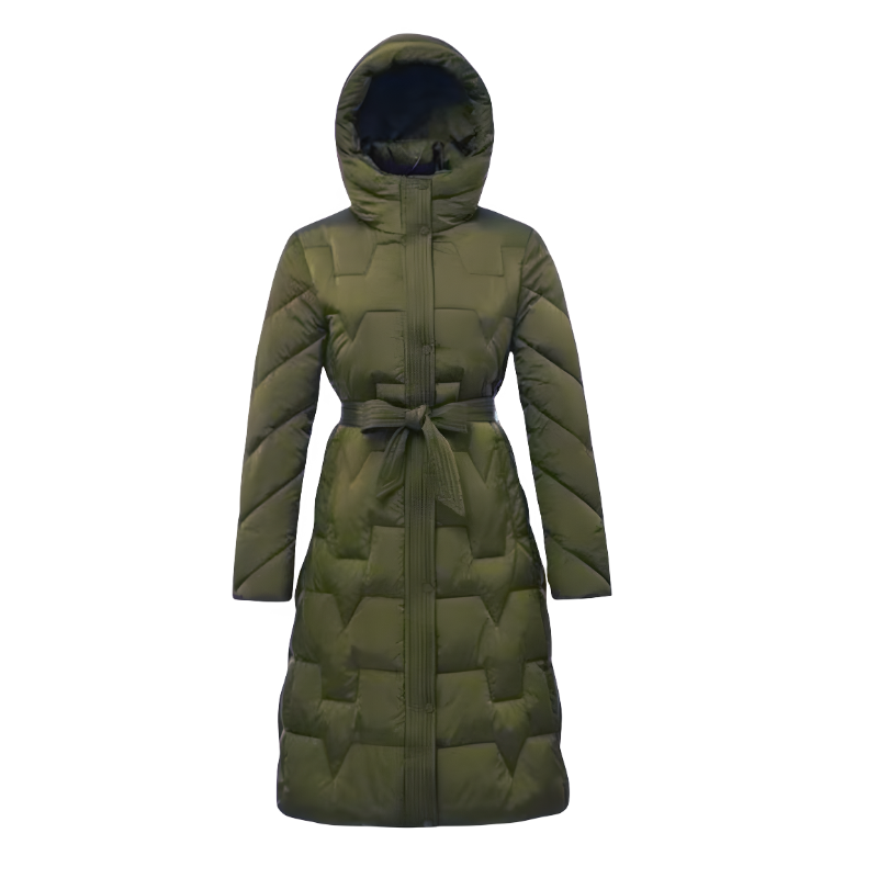 Giacca lunga con cappuccio e cintura