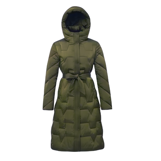 Giacca lunga con cappuccio e cintura
